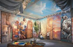 Adam with musical instruments adapted for the pelmets and tails. The Art Of The Wall Mural