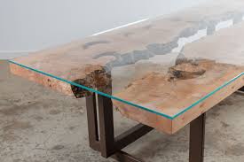 Air Canyon Table Glass Dining Table Live Edge Wood Table Dining Table