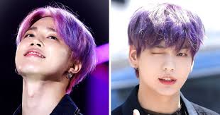 Hair colors which pair best with purple highlights it all depends on the shade of purple and the base color. Here Are 10 Male Idols Who Look Flawless With Grape Hair Koreaboo