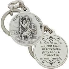 Christopher is the patron saint of travelers and of children. St Christopher Travelers Prayer Key Chain Pewter