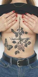 Realistic Large Rose Sternum Tattoo Ideas For Women Nature Leaf Chest Rib Tat Forearmtattoos Rose Tattoos For Women Stomach Tattoos Women Sternum Tattoo