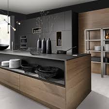 cuisine noire et bois ouverte avec ilot cuisine noire et bois cuisine design moderne cuisine noire
