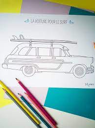 coloriage la voiture de surfeur diy enfant megalodon monster truck