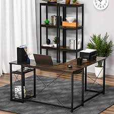 In fact, a contemporary home office can turn the desk into the focal point of its décor. Foxemart L Shaped Computer Desk Industrial Corner Desk Writing Study Table With Storage Shelves Space Saving Large Gaming Desk 2 Person Table For Home Office Workstation Rustic Brown Black Pricepulse