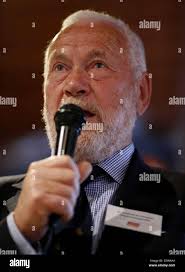 Sir Robin Knox-Johnston speaks alongside Andrew Greening during the naming  ceremony for Greenings at Albert Docks, Liverpool ahead of this Sunday's  start of the Clipper Round the World yacht race. PRESS ASSOCIATION