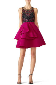 Rent Fuchsia Embroidered Cocktail Dress By Marchesa Notte For 110 125 Only A Embroidered Cocktail Dress A Line Cocktail Dress Cocktail Dresses With Sleeves