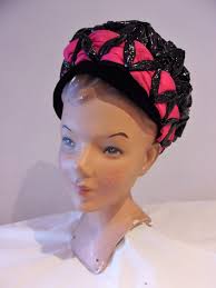 Outrageous 1960s Oversized Straw Beret W/ Shocking Pink Trim by Mitzi Lorenz  Medium Size
