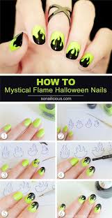 28 Easy Step By Step Halloween Nail Art Tutorials For Beginners Halloween Nails Easy Halloween Nail Art Tutorial Flame Nail Art