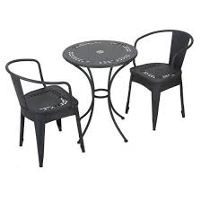 Kayla Aluminum 3 Piece Round Patio Dining Set Outdoor Bistro Set 3 Piece Bistro Set Metal Dining Set