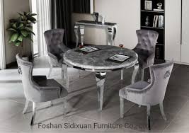 Kitchen, dining & bar furniture/. China Modern Dining Room Furniture Stainless Steel Marble Round Dining Table Set China Dining Table Table