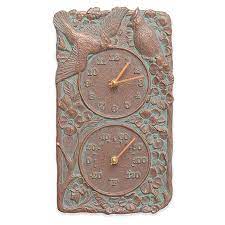Compareclick to add item la crosse® 15 outdoor wall clock with thermometer and humidity to the compare list. Whitehall Products Cardinal Indoor Outdoor Wall Clock And Thermometer In Copper Verdigris Bed Bath Beyond