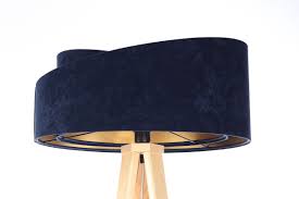 Floor Lamp For Reading Crown 60w E27 Velor Navy Blue Gold Lunares Store