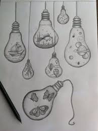 45 Cute And Easy Things To Draw When Bored Buzz Hippy Art Drawings Simple Light Bulb Drawing Cool Art Drawings