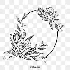 Best free png hd rose flower border clipart black and white png images background, png png file easily with one click free hd png images, png design and transparent background with high quality. Black Hand Drawn Line Side Wedding Decoration With Encircled Oval Romantic Blooming Flower Bor Flower Border Hand Embroidery Patterns Flowers How To Draw Hands