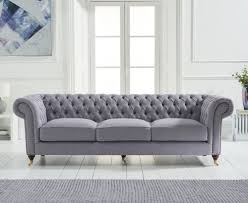 Acanva luxury chesterfield vintage tufted velvet living room sofa, loveseat, mint green. Mark Harris Camara Chesterfield Grey Linen Fabric 3 Seater Sofa Cfs Furniture Uk