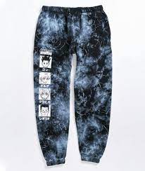 Hypland X Hunter X Hunter Face Black Blue Tie Dye Sweatpants