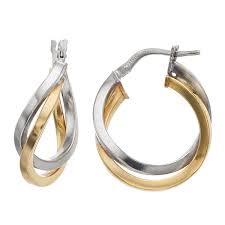 Maybe you would like to learn more about one of these? Primavera Two Tone 24k Gold Over Silver Interlocking Hoop Earrings