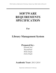 Software Requirements Specification Of Library Management System Software Requirements Specification Management Software