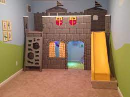 Our diy medieval castle playroom/kids bedroom for our grandkids. This Is Our Finished Castle Loft In The Playroom It Looks Amazing And Our Kids Love It Loft Playroom Playroom Preschool Classroom