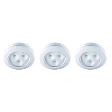 Commercial Electric 2 99 In Led White Battery Operated Puck Light 3 Pack Ba002 Wh The Home Depot Puck Lights Led Puck Lights Bel Air Lighting