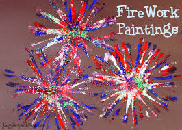 Happy 4th of july banner. Firework Painting Juggling With Kids