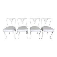 Vintage Woodard Wrought Iron Patio Chairs Daisy Floral Set Of 4 Wrought Iron Patio Chairs Chair Vintage Patio
