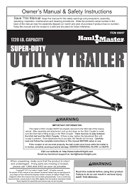 I really like the trailer. Harbor Freight Tools 1720 Lb Capacity 48 In X 96 In Super Duty Trailer User Manual Manualzz