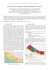 Pdf Characteristics And Consequence Of Nepal Earthquake 2015 A Review