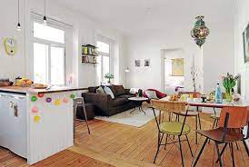 More ideas about open plan kitchen below. Cosy One Bedroom Apartment With An Open Floor Plan Freshome Com Apartment Dining Room Apartment Dining Small Apartment Dining Room