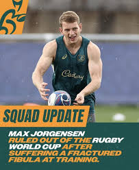 Uncapped Wallabies youngster Max Jorgensen out of World Cup. : r/rugbyunion