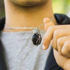 Black Obsidian Apache Tears Crystal Necklace Crystal Necklace Raw Crystal Necklace Obsidian Necklace
