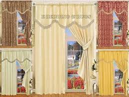 Salle de bain rideau cantonnière. Entierement Double Ready Top Qualite Jacquard Amazon Rideaux Avec Cantonniere Embrasses Ebay
