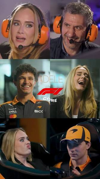 Adele was literally fighting for her life😭 — As the Formula 1 grid gears  up for the iconic British Grand Prix weekend, McLaren dropped a surprise  collaborative video featuring the “Hello” singer