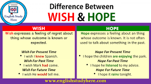 Difference Between Wish And Hope English Study English Conversation Learning Wish Grammar