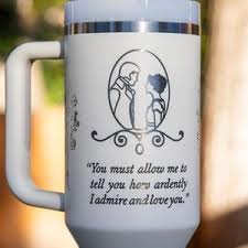 Pride & Prejudice Tumbler Jane Austen No Enjoyment Like Reading Laser  Engraved 40 Oz Insulated Tumbler With Handle Lid and Straw