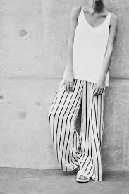 Black And White Striped Wide Leg Pants Outfit Stripes Fashion Style Striped Wide Leg Pants