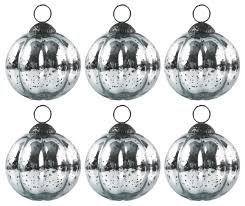 Balls are equipped with silver ornament caps. 6 Pack Large Holiday Mercury Glass Ball Ornaments 3 Silver Posey Ball Design