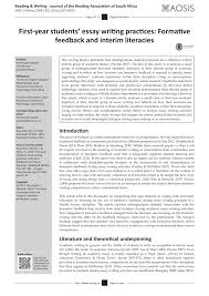 Pdf First Year Students Essay Writing Practices Formative Feedback And Interim Literacies