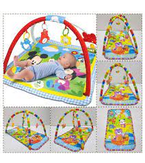 Colourful baby play mat for baby to rest on and play or sleep. Cartoon Printed Baby Play Gym Mat With Hanging Toys Bar In Multi Color Sale Price Buy Online In Pakistan Farosh Pk