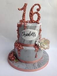 Gold & purple 18th birthday cake featuring some of the birthday girls favourite things. Grey And Rose Gold Sixteenth 16 Birthday Cake 13 Birthday Cake Birthday Cake Roses