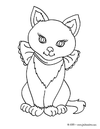 coloriage d un chat assis avec gros noeud a imprimer gratuitement ou colorier en ligne sur hellokids c cat coloring page animal pages template armoiries du kirghizistan