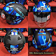 Cartoon designed open face helmet. Kyt Hellcat Mimetic Matt Blue Open Face Helmet Shopee Malaysia