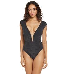 Kenneth Cole Luxury Rib Plunge One Piece Swimsuit