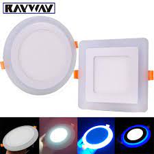 3 model round square blue white double color led panel light 6w 9w 16w 24w ac85 265v recessed led ceiling downlight down led panel light led ceiling led panel