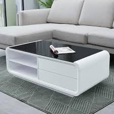 Relevance lowest price highest price most popular most favorites newest. Coffee Table Modern Led Light Wood High Gloss Coffee Tables Sturdy Large End Side Sofa Table Flat Mdf Rectangle Table With 2 Open Shelves And 4 Drawers For Living Room Home Office