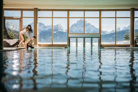 Panoramic Indoor Swimming Pool At Hotel Alpen Tesitin Panorama Wellness Resort Wellness Resort Wellness Hotel Indoor Swimming Pools