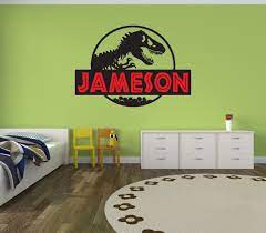 Jurassic World Jurassic Park Wall Decal Boy Name Girl Name Room Wall Decor Vinyl Decal Sticker Personalized Dinosaur Kid Room Dinosaur Kids Room Wall Vinyl Decor Baby Boy Nursery Dinosaur
