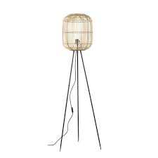 Black Metal And Rattan Tripod Floor Lamp H152 Bendigo Vloerlamp Rotan Gloeilampen