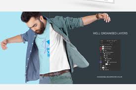 Download Men S V Neck T Shirt Mockup Set In Apparel Mockups On Yellow Images Creative Store