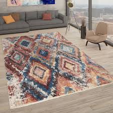 Kurzflor Teppich Rauten Muster Bunt Rote Teppiche Teppich Orientalisches Design
